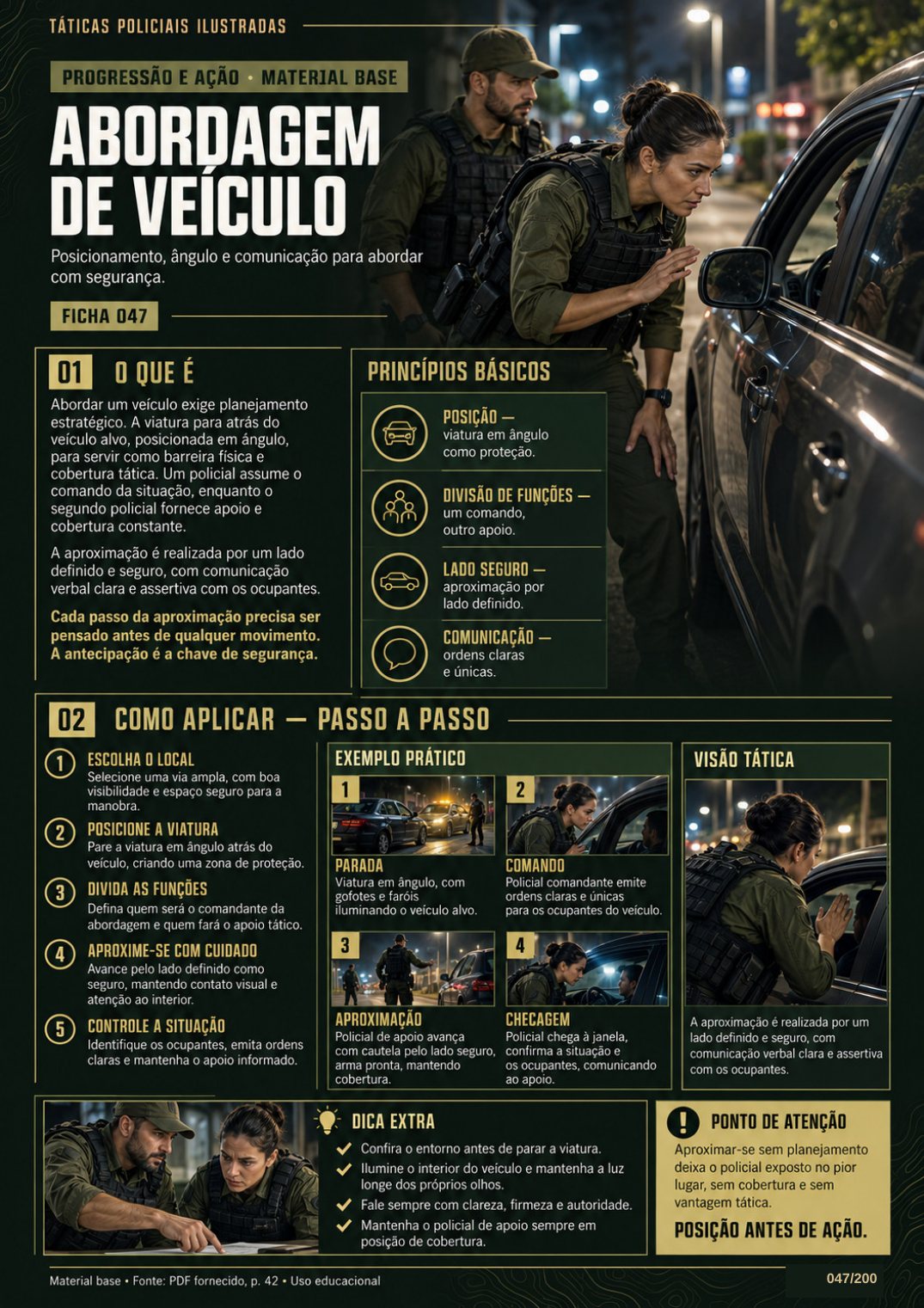 Ficha 047 — Abordagem de Veículo: ilustrações e blocos de texto